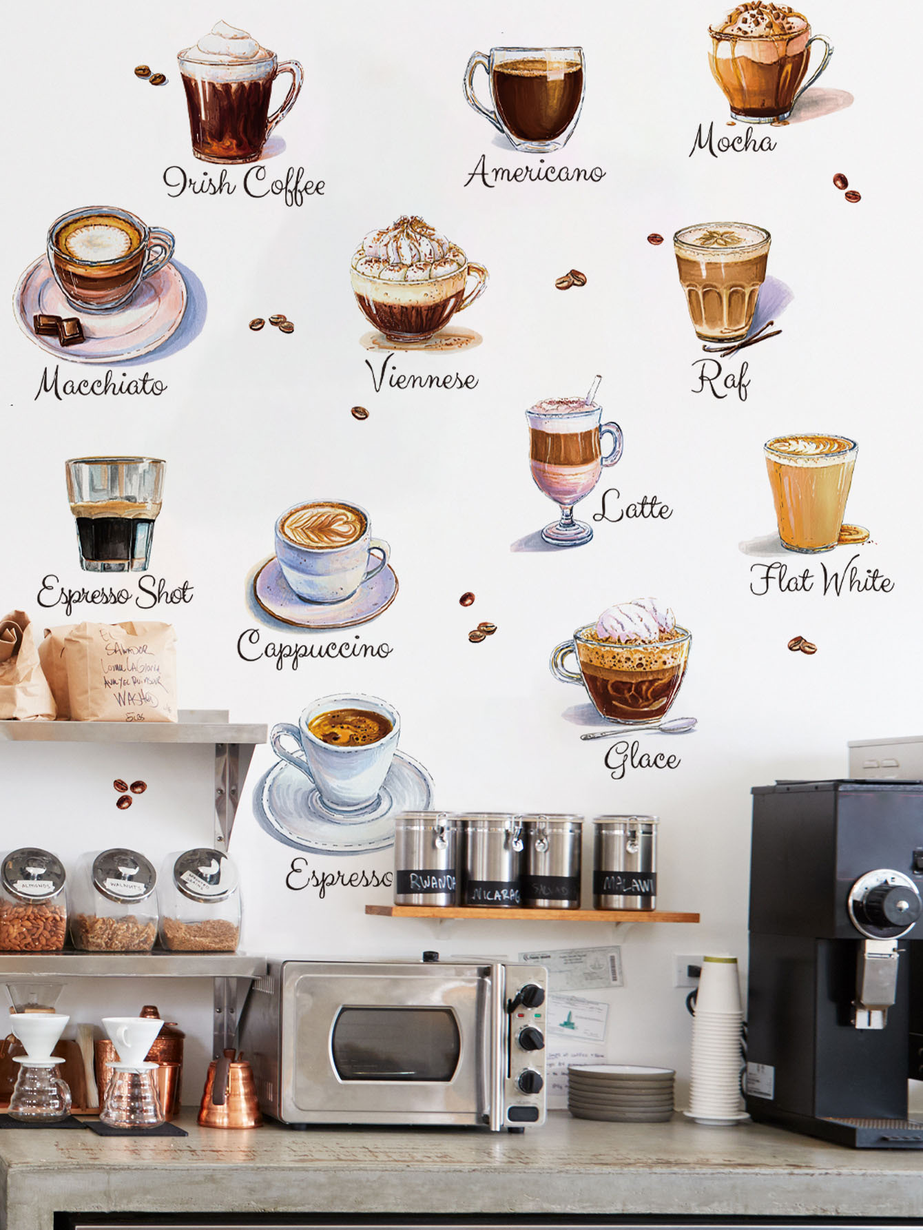 Coffee Cup Wall Stickers Self  - Pvc Panel Background review and price