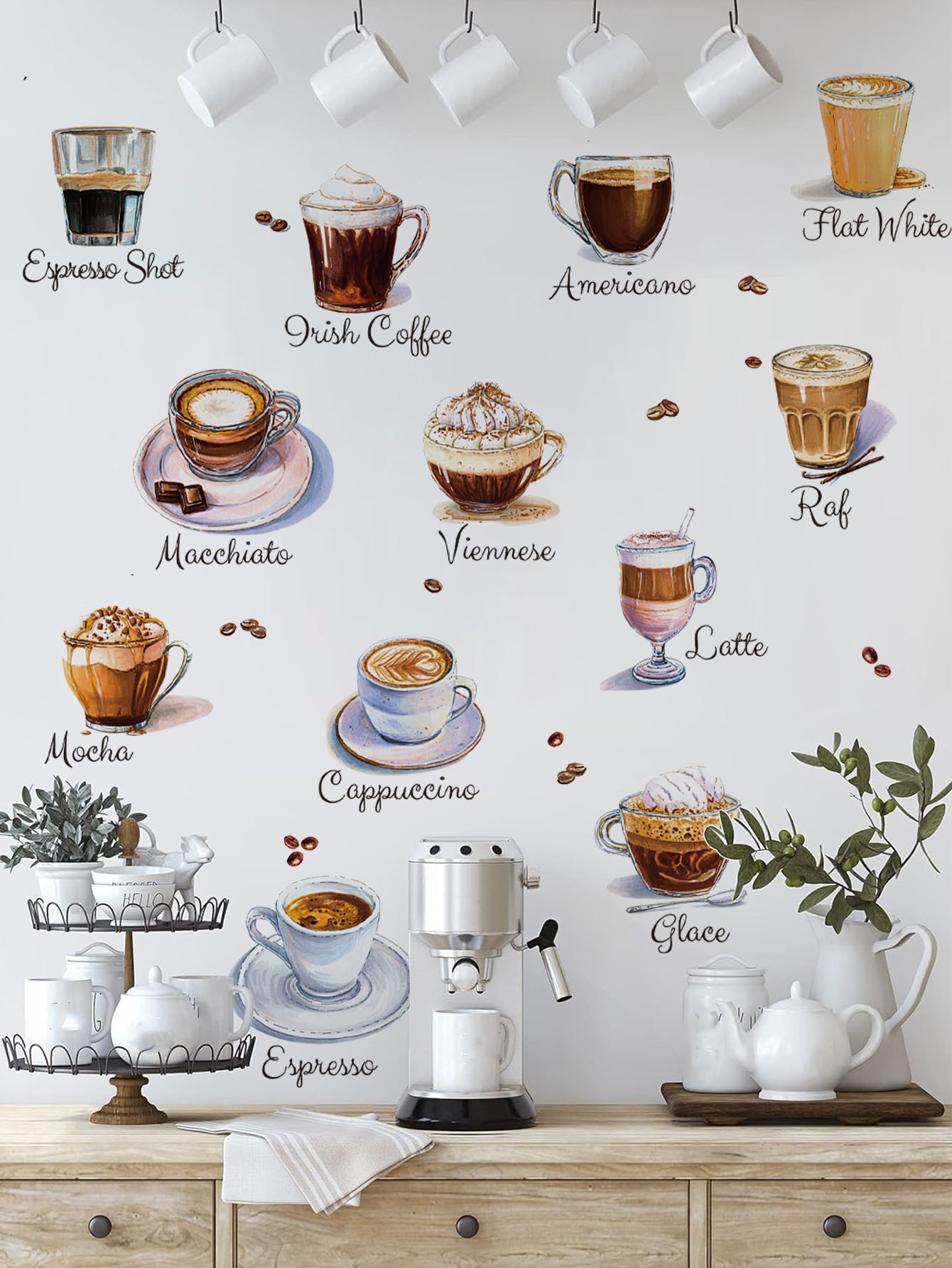 Coffee Cup Wall Stickers Self  - Pvc Panel Background review and price